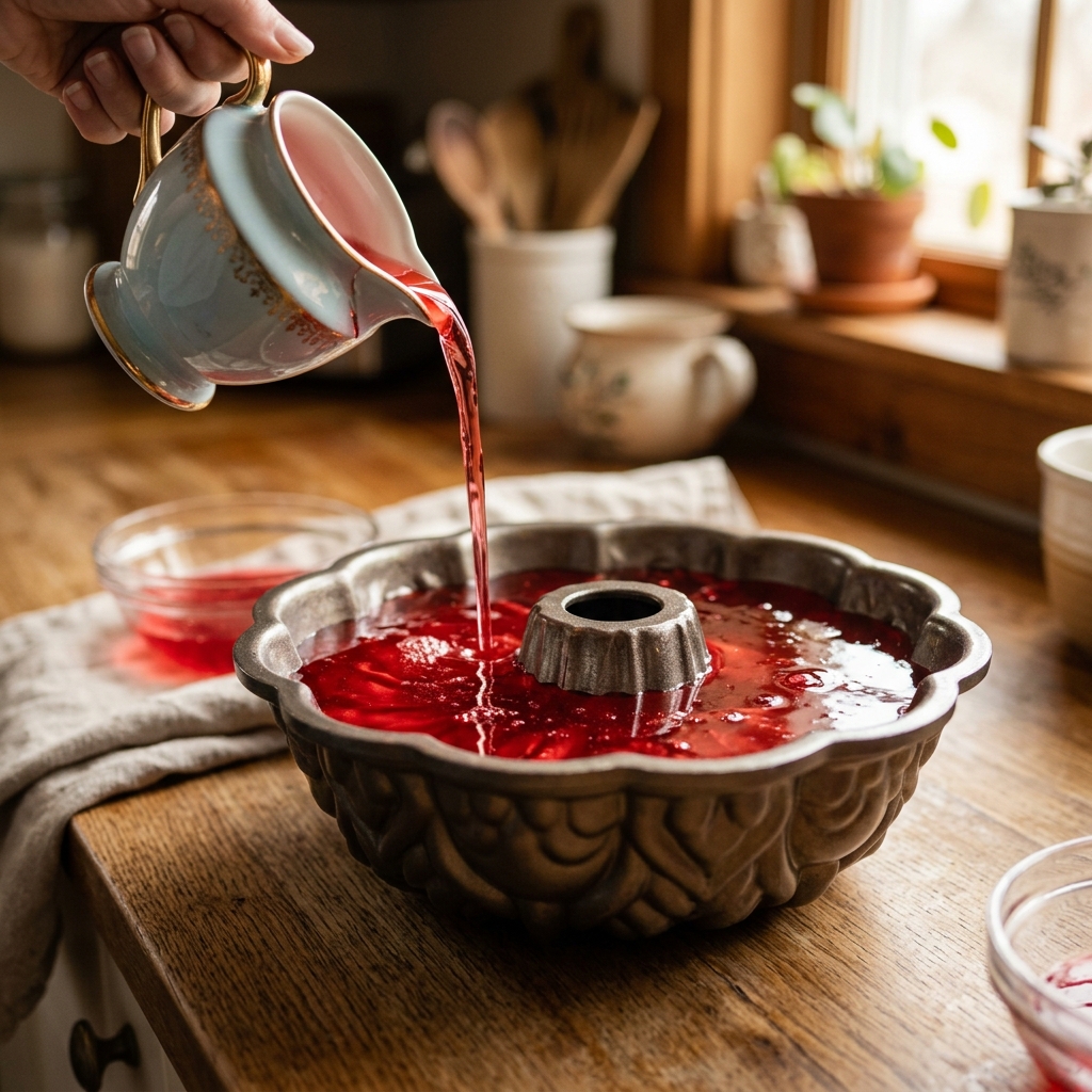 Pouring the gelatin into the mold