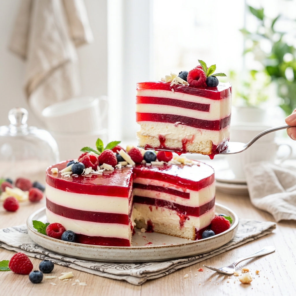 Perfect slice of gelatin cake